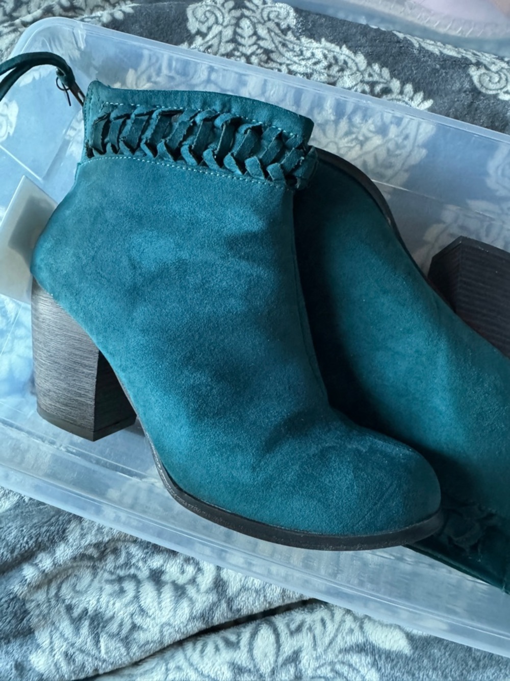 O’Neill Teal Suede Block Heel Ankle Boots - Worn once.